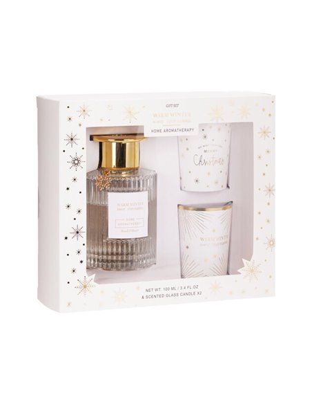 Σετ αρωματικό diffuser - 2 κεριά Χριστουγεννιάτικα Cozy Flannel