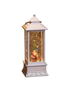 Χριστουγεννιάτικo φωτιζόμενο φανάρι με χιόνι και μουσική, Υ27x10,5x10,5εκ.