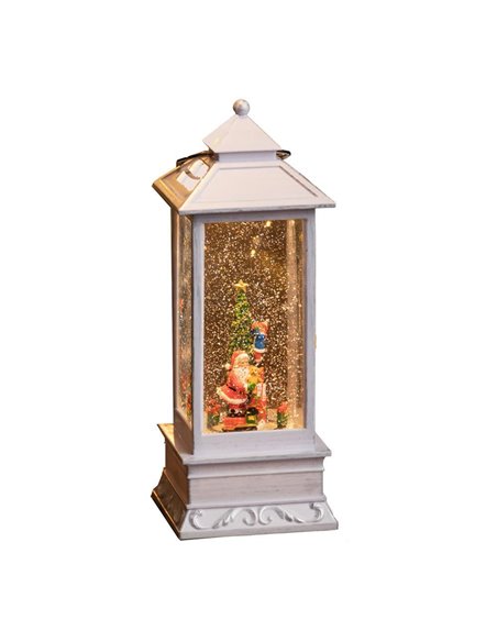 Χριστουγεννιάτικo φωτιζόμενο φανάρι με χιόνι και μουσική, Υ27x10,5x10,5εκ.