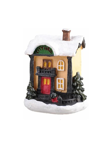 Χριστουγεννιάτικο χιονισμένο διακοσμητικό σπιτάκι Υ8,5x6,5x6,5εκ. Σχέδιο 1