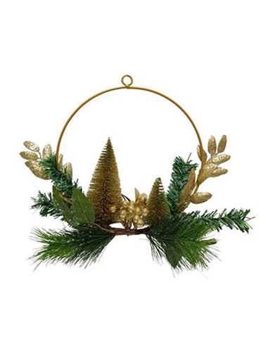 Στεφάνι στρογγυλό με glitter σε χρυσό χρώμα ø26εκ.