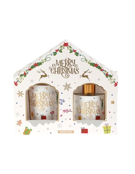 Σετ αρωματικό diffuser - κερί Χριστουγεννιάτικο Cinnamon Orange