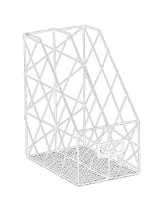 Θήκη περιοδικών διπλή λευκή μεταλλική Υ30x25x16εκ.