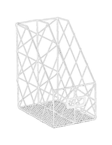 Θήκη περιοδικών διπλή λευκή μεταλλική Υ30x25x16εκ.