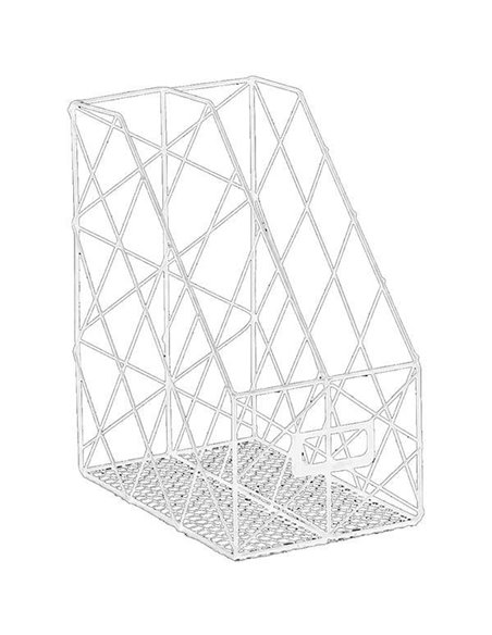 Θήκη περιοδικών διπλή λευκή μεταλλική Υ30x25x16εκ.