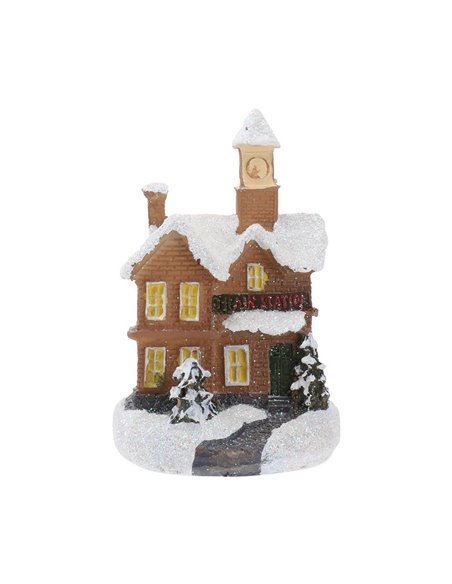 Χριστουγεννιάτικο χιονισμένο διακοσμητικό σπιτάκι Υ8,5x6,5x6,5εκ. Σχέδιο 2