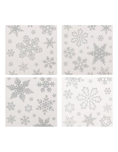 Χριστουγεννιάτικα αυτοκόλλητα παραθύρου Χιονονιφάδες ασημί 30x42εκ.