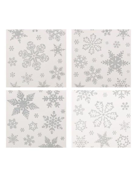 Χριστουγεννιάτικα αυτοκόλλητα παραθύρου Χιονονιφάδες ασημί 30x42εκ.