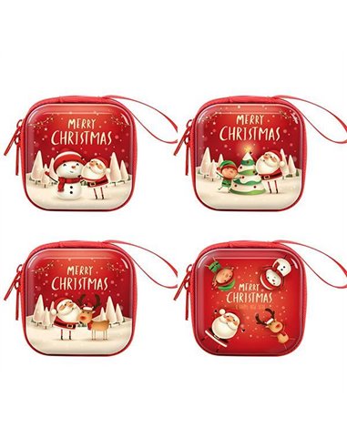 Πορτοφολάκι χριστουγεννιάτικο για κέρματα 7,5x7,5εκ. κοκτέηλ
