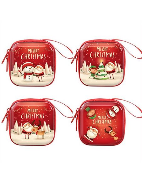 Πορτοφολάκι χριστουγεννιάτικο για κέρματα 7,5x7,5εκ. κοκτέηλ