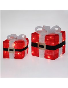 Διακοσμητικά χριστουγεννιάτικα δώρα LED 15×17εκ - 20×23εκ σετ 2 τεμ.