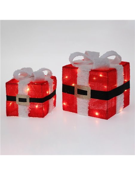 Διακοσμητικά χριστουγεννιάτικα δώρα LED 15×17εκ - 20×23εκ σετ 2 τεμ.