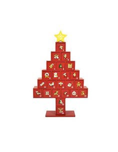 Χριστουγεννιάτικο ξύλινο διακοσμητικό ημερολόγιο σε σχήμα δέντρου Υ29x5x18,3εκ.
