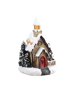 Χριστουγεννιάτικο χιονισμένο διακοσμητικό σπιτάκι Υ8,5x6,5x6,5εκ. Σχέδιο 3