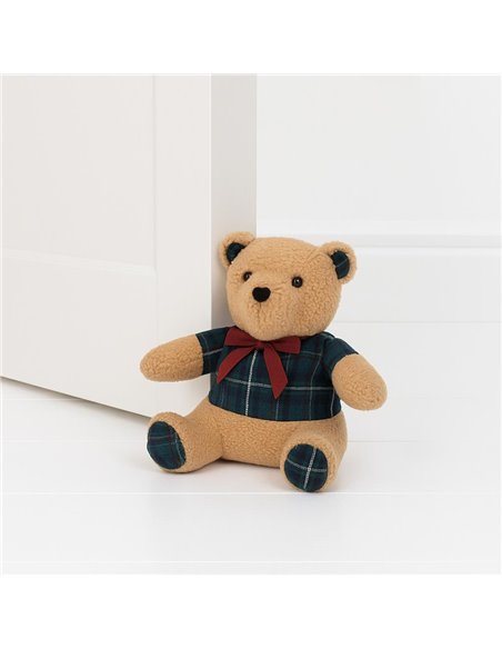 Στοπ πόρτας χριστουγεννιάτικο αρκουδάκι καρό πράσινο 24x16x24εκ.