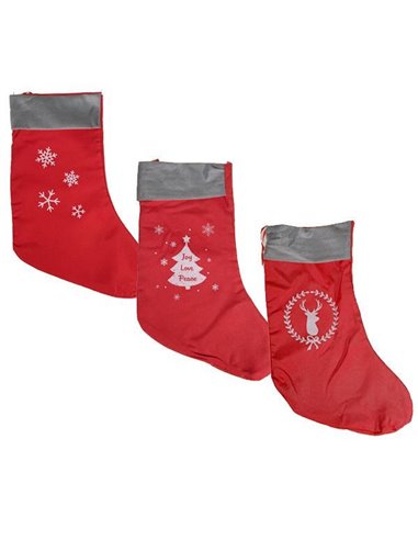 Χριστουγεννιάτικη διακοσμητική κάλτσα κόκκινη 48εκ. κοκτέηλ