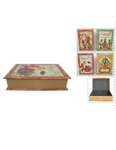 Χριστουγεννιάτικο ξύλινο βιβλίο-κουτί 18x13x4εκ. κοκτέηλ