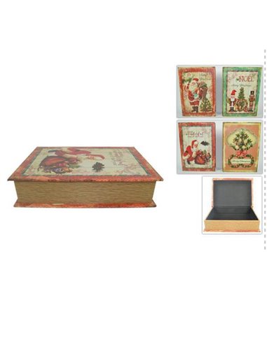 Χριστουγεννιάτικο ξύλινο βιβλίο-κουτί 18x13x4εκ. κοκτέηλ
