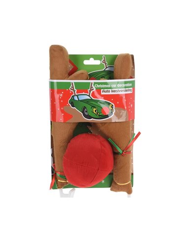 Διακοσμητικά κέρατα και μύτη τάρανδου για αυτοκίνητο 45x23x3εκ.