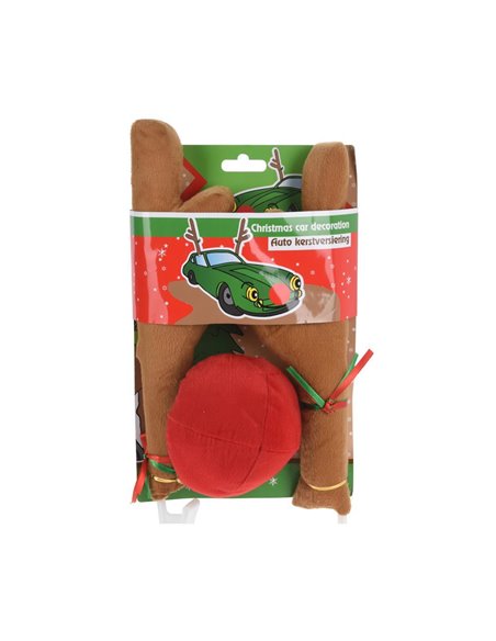 Διακοσμητικά κέρατα και μύτη τάρανδου για αυτοκίνητο 45x23x3εκ.