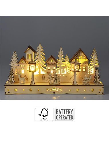 Διακοσμητικό συγκρότημα σπιτιών φωτιζόμενο Υ14,5x29,7x5,8εκ.