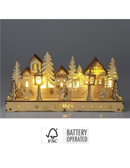 Διακοσμητικό συγκρότημα σπιτιών φωτιζόμενο Υ14,5x29,7x5,8εκ.