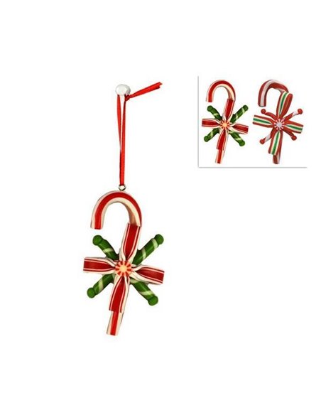 Χριστουγεννιάτικα στολίδια "Γλειφιτζούρια μπαστουνάκια" λευκά-κόκκινα Υ9x1,8x4,5εκ.