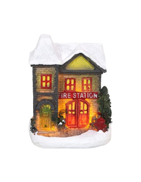 Χριστουγεννιάτικο χιονισμένο διακοσμητικό σπιτάκι Υ8,5x6,5x6,5εκ. Σχέδιο 4