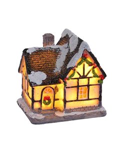 Χριστουγεννιάτικο φωτιζόμενο διακοσμητικό σπιτάκι Υ7x5,5x6εκ. Σχέδιο 3