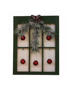 Ξύλινο παράθυρο με χριστουγεννιάτικη διακόσμηση Y35x4x45εκ.