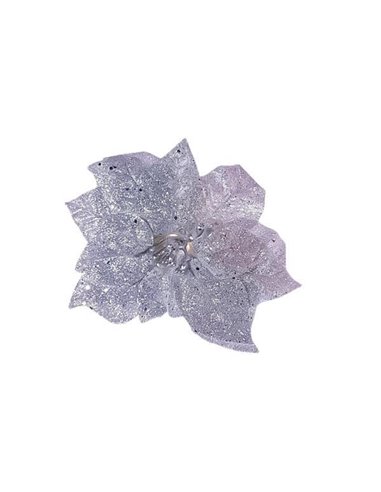 Χριστουγεννιάτικο λουλούδι ασημί 20εκ. για το δέντρο