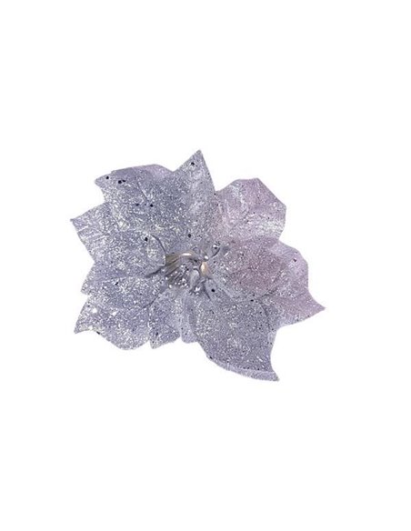 Χριστουγεννιάτικο λουλούδι ασημί 20εκ. για το δέντρο