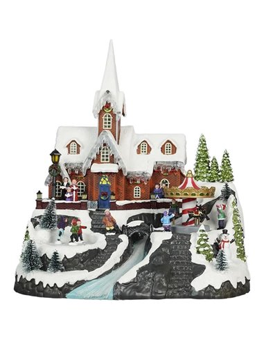 Σπιτάκι διακοσμητικό φωτιζόμενο, Υ38x33x31εκ.