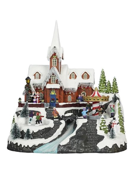 Σπιτάκι διακοσμητικό φωτιζόμενο, Υ38x33x31εκ.