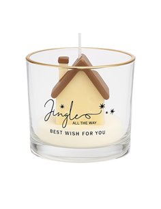 Αρωματικό κερί γυάλινο ποτήρι με χρυσό περίγραμμα Σπιτάκι 8×7,5εκ