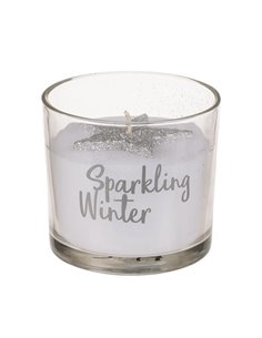 Χριστουγεννιάτικο κερί σε γυάλινο βαζάκι ασημί Ø8x7,5εκ.
