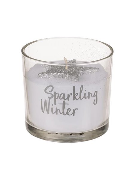 Χριστουγεννιάτικο κερί σε γυάλινο βαζάκι ασημί Ø8x7,5εκ.