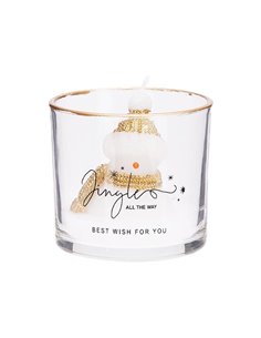 Αρωματικό κερί γυάλινο ποτήρι με χρυσό περίγραμμα Χιονάνθρωπος 8×7,5εκ