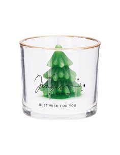 Αρωματικό κερί γυάλινο ποτήρι με χρυσό περίγραμμα Έλατο 8×7,5εκ