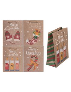 Χάρτινες τσάντες χριστουγεννιάτικες Merry Christmas Υ23x18x8εκ.