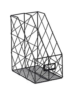 Θήκη περιοδικών διπλή μαύρη μεταλλική Υ30x25x16εκ.