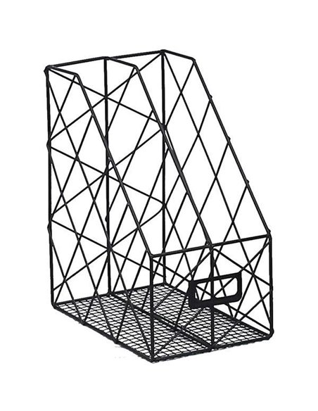 Θήκη περιοδικών διπλή μαύρη μεταλλική Υ30x25x16εκ.