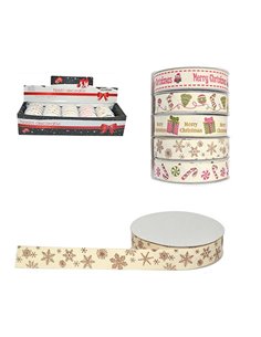 Κορδέλα χριστουγεννιάτικη αστέρια 1.5εκ. x 1,8 μέτρα, 5 χρώματα