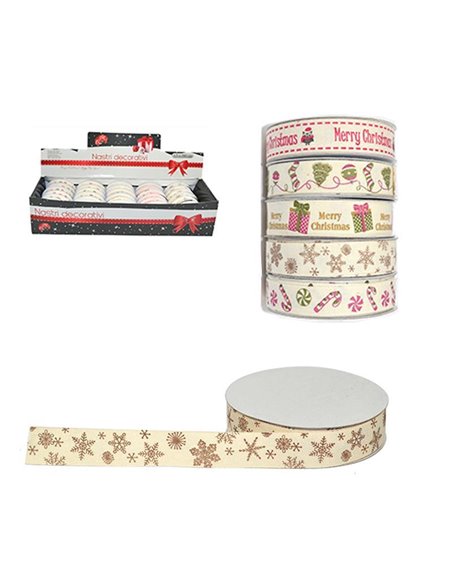 Κορδέλα χριστουγεννιάτικη αστέρια 1.5εκ. x 1,8 μέτρα, 5 χρώματα