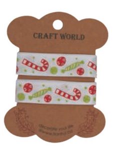 Κορδέλα χριστουγ. ζαχαρωτό  polyester 1,5εκ. x 3 μέτρα