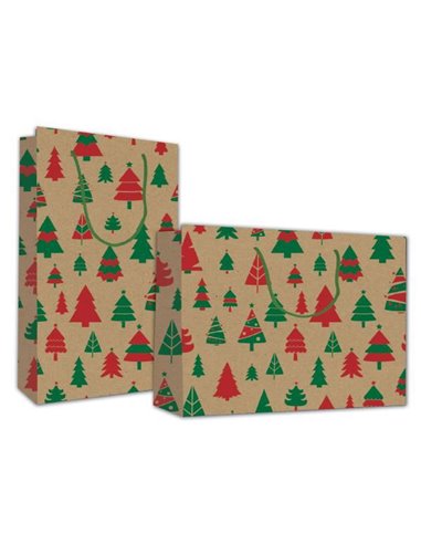 Next χάρτινα τσάντα κραφτ Χριστουγεννιάτικα Δέντρα Υ41x24,5x9εκ.