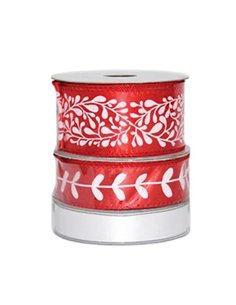 Κορδέλες χριστουγεννιάτικες σατέν κόκκινο-άσπρο σετ 3τεμ.