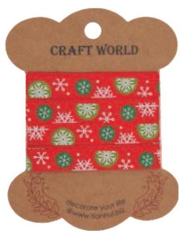 Κορδέλα χριστουγ. κόκκινη νιφάδα gross 1,5εκ. x 3 μέτρα