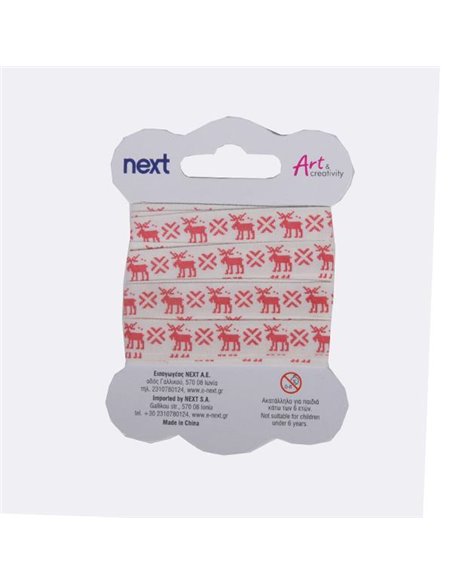 Κορδέλα χριστουγ. ελάφι  βαμβακερή 1εκ. x 3 μέτρα