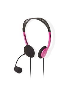 NEDIS CHST100PK PC Headset On-Ear 2x 3.5 mm Connectors 2.0 m Pink